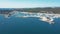 Aerial view of beautiful modern marine of Sukosan densely packed with sailing boats and yachts, Marina Dalmacija.