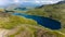 Aerial view of a beautiful mountain lack on the flanks of Mount Snowdon, Wales Llyn Llydaw, Snowdonia