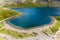 Aerial view of beautiful mountain lakes in North Wales Llyn Glaslyn, Snowdonia, Wales