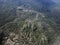 Aerial view of beautiful mountains near the sea in Baja California Sur, Mexico