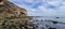 Aerial view of beautiful mountains near Seaham beach in England