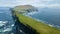 Aerial view of the beautiful Mykines island in Faroe Islands