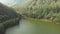 Aerial view beautiful nature with mountains and hills by Lake Mattupetty. Kerala State. Near the city of Munar.