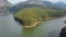 Aerial view beautiful nature with mountains and hills by Lake Mattupetty. Kerala State. Near the city of Munar.