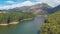 Aerial view beautiful nature with mountains and hills by Lake Mattupetty. Kerala State. Near the city of Munar.