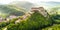 Aerial view of beautiful Orava castle at sunrise