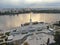 Aerial view is a beautiful panorama of the renovated Northern River Station in Moscow. Passenger ships are waiting for passengers