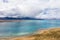 Aerial view of beautiful plateau lake in qinghai