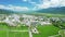 Aerial view beautiful rice paddy fields and Yuli town in Hualien, Taiwan