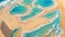 Aerial view of beautiful sandy beach with turquoise ocean waves