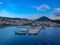 Aerial view of the beautiful seaside city of Pylos located in western Messenia in Peloponnese, Greece