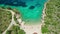 Aerial view of the beautiful small beach on the Adriatic coast of Croatia