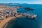 Is an aerial view of the beautiful Spanish coastal town of Aguilas, located in the Murcia region