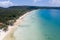 Aerial view of a beautiful sunny day over Koh Rong Samloem island, Cambodia