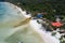 Aerial view of a beautiful sunny day over Koh Rong Samloem island, Cambodia