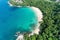 Aerial view of beautiful sunny day Seashore at Laemsing beach in Phuket Thailand Amazing sea landscape High angle view Summer sea