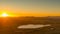 Aerial view of a beautiful sunrise over a Lake in Northern Nevada near Reno.