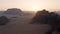 Aerial view of a beautiful sunrise in thedesert of Wadi Rum.