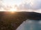 Aerial view of beautiful sunrise tropical island beach at Koh Kood Island