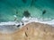 Aerial view of beautiful tropical beach and blue ocean landscape - heaven resort paradise concept for great sumer holiday vacation