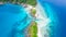 Aerial view beautiful tropical white sand beach and snorkel poi