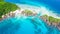 Aerial view beautiful tropical white sand beach and snorkel poi