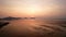 Aerial view Beautiful view sunset or sunrise over sea surface beautiful wave Amazing light twilight sky sunset. Cinematic drone sh