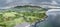 Aerial view of the beautiful village of Benderloch with dramatic skys