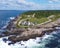 Aerial View of Beavertail Lighthouse in Jamestown, Rhode Island