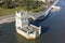 Aerial view of Belem tower - Torre de Belem in Lisbon, Portugal