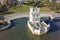 Aerial view of Belem tower - Torre de Belem in Lisbon, Portugal