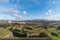 Aerial view of Belfort Castle and the cityscapes in a sunny day