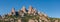 Aerial view of the Benedict church Abbey of Monserrat from Barcelona, Spain.