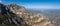 Aerial view of the Benedict church Abbey of Monserrat from Barcelona, Spain.