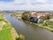 Aerial view of Benedictine abbey, monastery  in Tyniec near Krakow, Poland