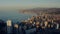 Aerial view of Benidorm in early morning, Spain. Benidorm city skyscrapers at sunrise