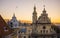 Aerial view on Bernardine church in Lviv from drone