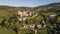Aerial view of Berze castle, the biggest and oldest fortress in South Burgundy