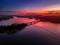 Aerial view of Bethany bridge over Lake Allatoona in Georgia, USA at purple sunset