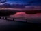 Aerial view of Bethany bridge over Lake Allatoona in Georgia, USA at purple sunset