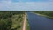 Aerial view of bicycle path along the Moscow river canal