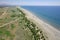 Aerial view of the Big beach, Ulcinj, Montenegro.