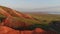 Aerial view of Big Bogdo mountain near salt lake Baskunchak, Russia