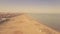 Aerial view of the big sand beach in Valencia in the evening, Spain