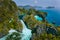 Aerial view of Big and small Lagoon. Miniloc Island, El Nido, Palawan, Philippines. Surreal karst limestone ridge