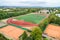 Aerial view of a big sports and soccer football field in a village near andernach koblenz neuwied in Germany