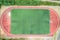 Aerial view of a big sports and soccer football field in a village near andernach koblenz neuwied in Germany