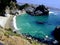 Aerial view of Big Sur California Coastal McWay Waterfall in Julia Pfeiffer Burns State Park.