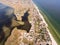 Aerial view of Bilosarais`ka spit on Azov Sea, Donetsk region