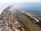 Aerial view of Bilosaraiska spit on Azov Sea, Donetsk region